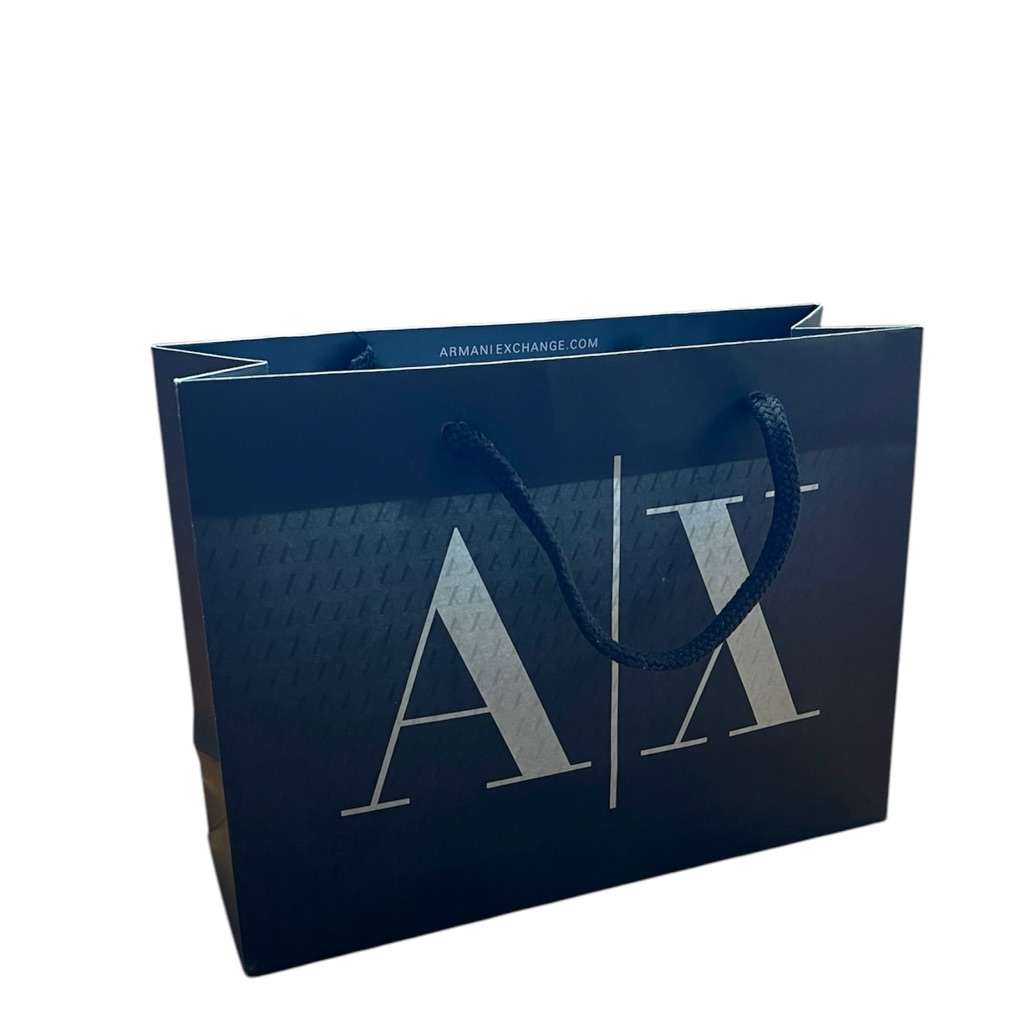 Armani Exchange Medium Size Black Silver WLogo Shopping Bag Preowned Armani Exchange Medium Size Black Silver WLogo Shopping Bag Preowned